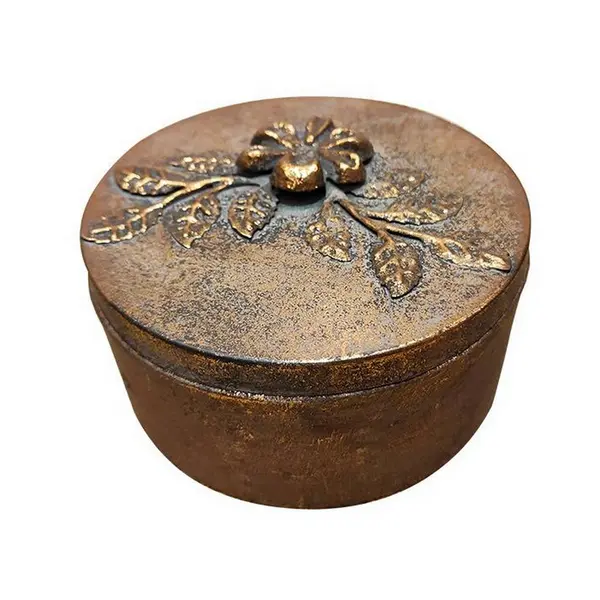 Boite métal doré fleur