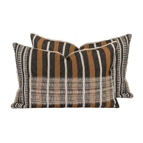 Lot de 2 coussins bi-face avec laine 40 x 60 cm